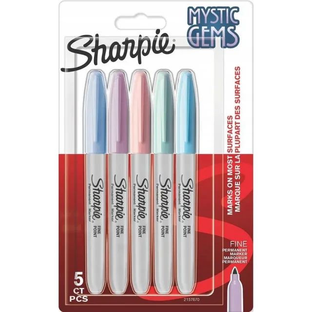 Комплект перманентни маркери Sharpie Mystic Gems, F, 5 цвята