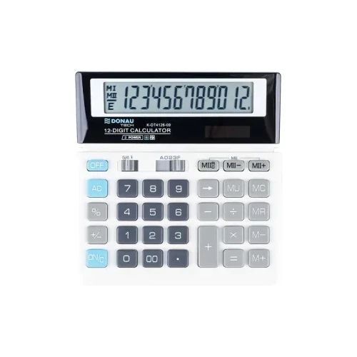 Настолен калкулатор Donau Tech 4125, 12 разряда, бял