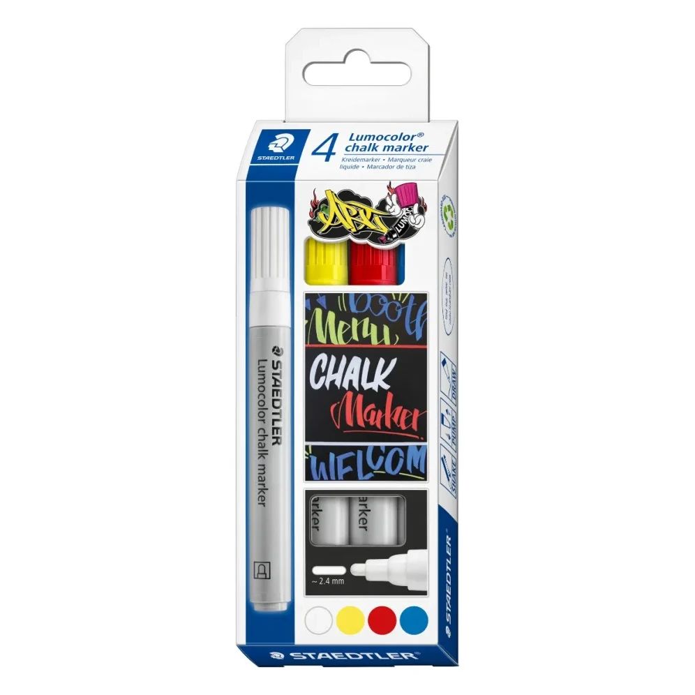 Комплект тебеширен маркер Staedtler Lumocolor 344, 4 цв
