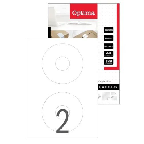 Етикети Optima, Ф117mm, 100 листа (200 бр)
