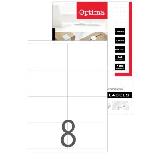 Етикети Optima, 105х70mm, 100 листа (800 бр)