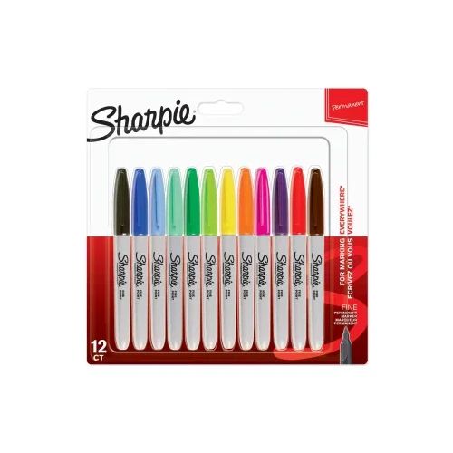 Комплект перманентни маркери Sharpie, F, 12 цвята, блистер