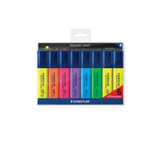 Комплект текстмаркери Staedtler 364, 6 цв+2 жълти
