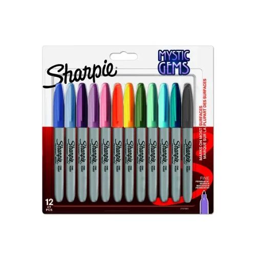 Комплект перманентни маркери Sharpie Mystic Gems, F, 12 цвята