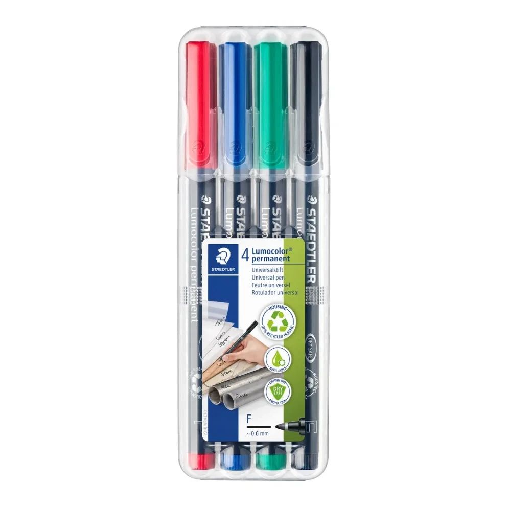 Комплект маркери Staedtler Lumocolor 318 OHP F, 4 цвята