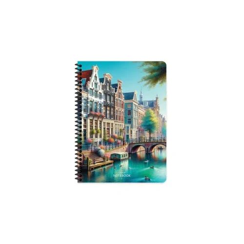 Тетрадка Keskin, 16.5х22.5, 80л, PP, ШР, спирала, CITY