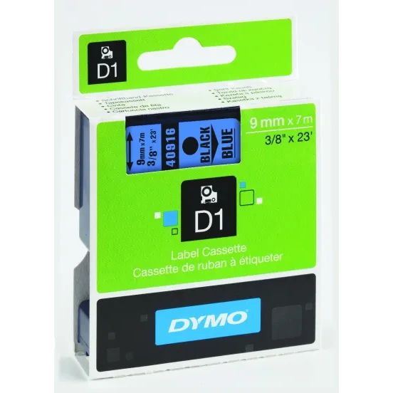 Етикети Dymo D1 Standard,9mmх7m,чер текст/син фон