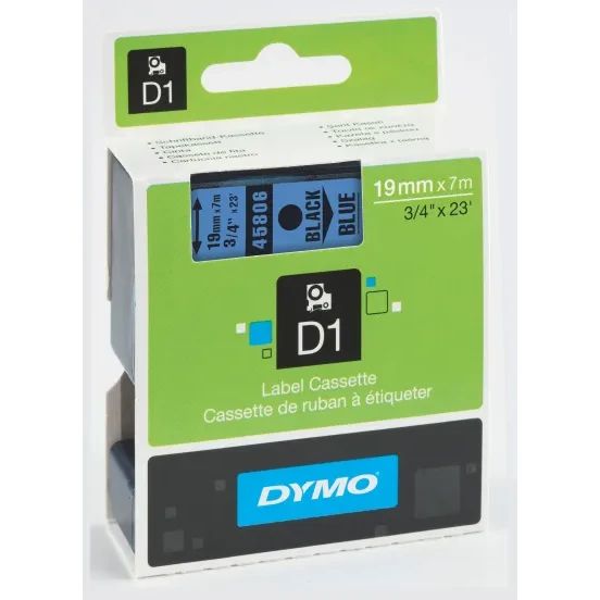 Етикети Dymo D1 Stand, 19mmх7m,черен текст/бял фон