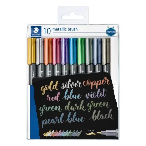 Маркери Staedtler Metallic brush, 1-6 mm, 10 цвята