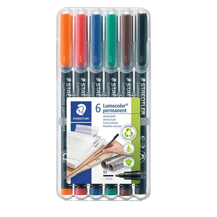 Комплет маркери Staedtler Lumocolor 317 OHP M, 6 цвята