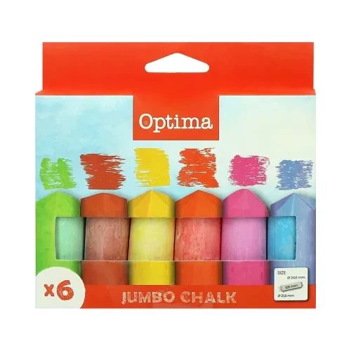 Тебешир Optima Jumbo, кръгъл, 6 цвята