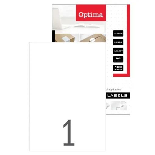 Етикети Optima, 210х297mm, 100листа (100 бр)