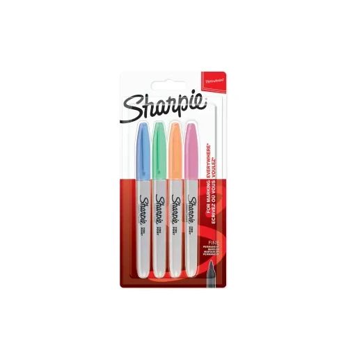 Комплект перманентни маркери Sharpie, F, 4 пастелни цветове, блистер