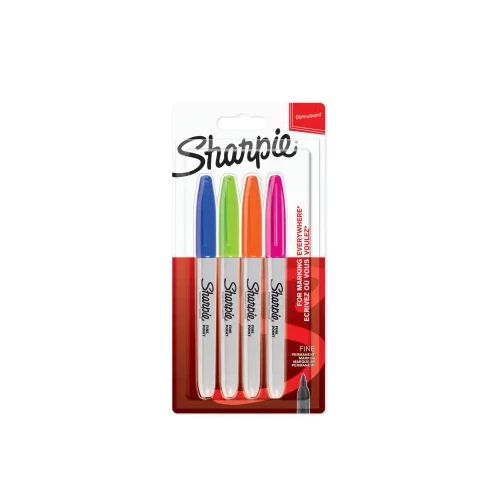 Комплект перманентни маркери Sharpie, F, 4 забавни цвята, блистер