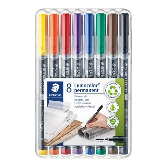 Комплект маркери Staedtler Lumocolor 318 OHP F, 8 цвята