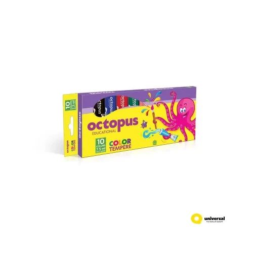 Темперни боички Octopus, 10 цвята х 7.5 ml