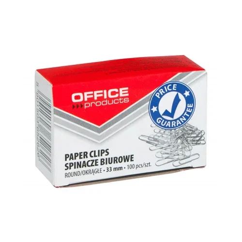 Кламери Office Products, заоблен връх, 33mm, опаковка 100