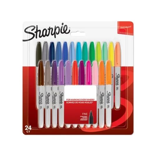 Комплект перманентни маркери Sharpie, F, 24 цвята, блистер
