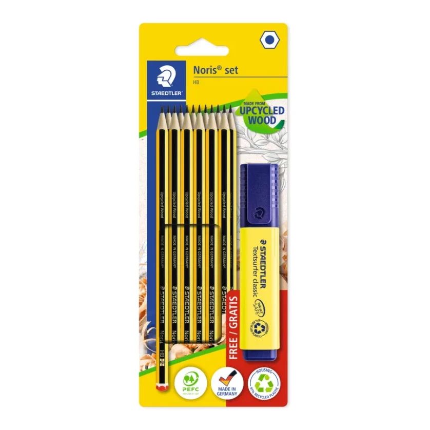 Молив Staedtler Noris HB, блистер 12бр+текстмаркер 364