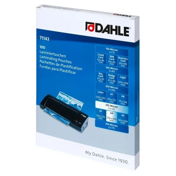 Фолио за ламиниране Dahle А4,216x303mm,125 микрона, опаковка 100