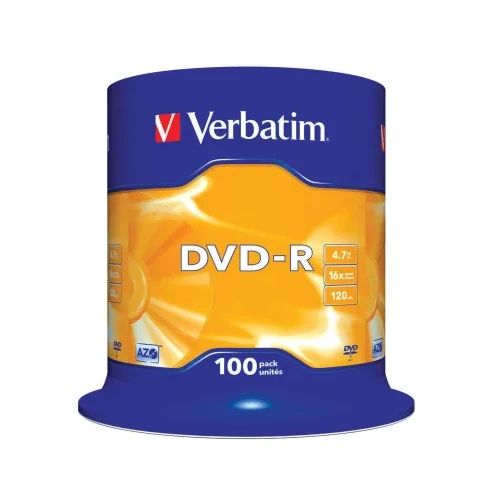 DVD-R Verbatim 4.7GB 16x, опаковка 100 броя на шпиндел
