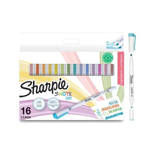 Двувърхи маркери Sharpie S-note, 16 цвята
