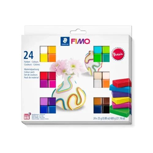 Комплект глина Staedtler Fimo Soft, 24 цвята х 25g, Basic