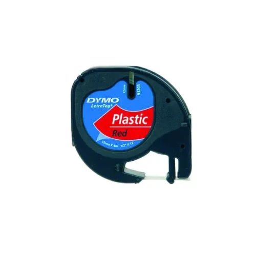 Eтикети Dymo за LetraTag, 12mmх4m, пластмасови, черв