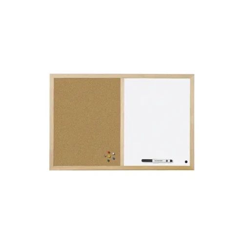 Дъска Bi-Office корк+бяла с дървена рамка,60х90 cm