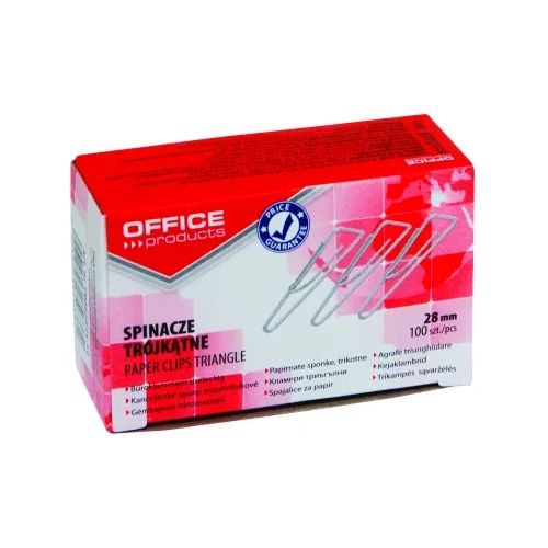 Кламери Office Products, триъгълни, 28mm, опаковка 100