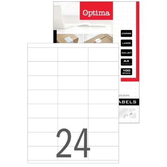 Етикети Optima, 70х35mm, 100 листа (2400бр)