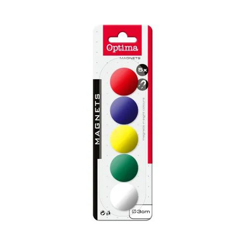 Магнити за бяла дъска Optima, 30mm, опаковка 5
