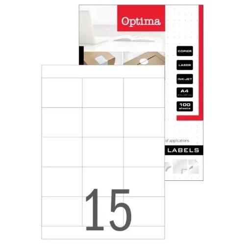 Етикети Optima, 70х50.8mm, 100листа (1500бр)