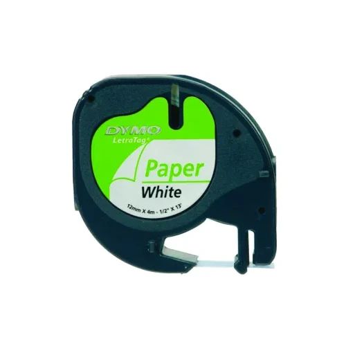 Eтикети Dymo за LetraTag, 12mm х4m, хартиени, бели