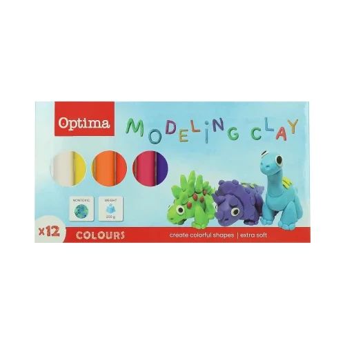 Пластилин Optima, 12 цвята, 200g