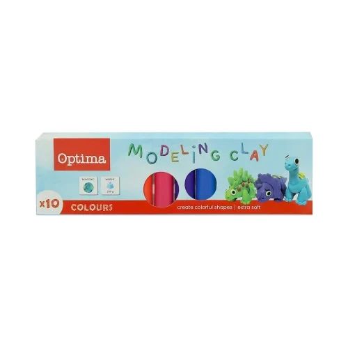 Пластилин Optima, 10 цвята, 200g