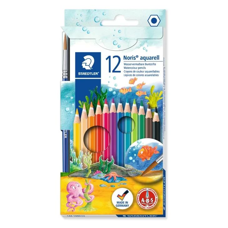 Цветни моливи Staedtler Noris Aquarell 144, 12 цвята