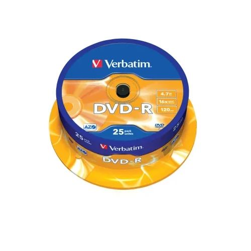 DVD-R Verbatim 4.7GB 16x, опаковка 25 броя на шпиндел