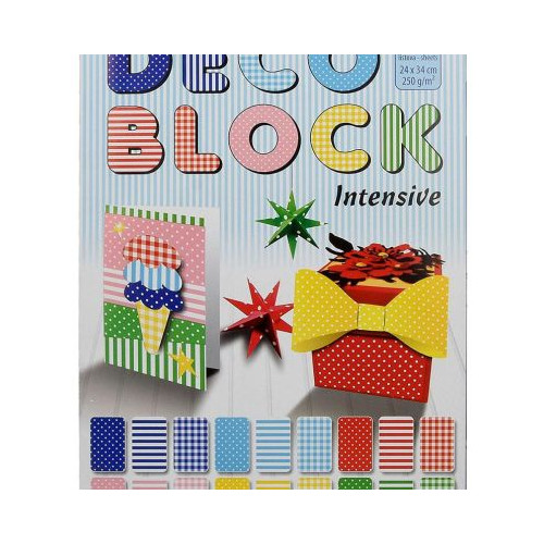 Цветен картон Deco Block, 250g, 24x34cm, 18 листа