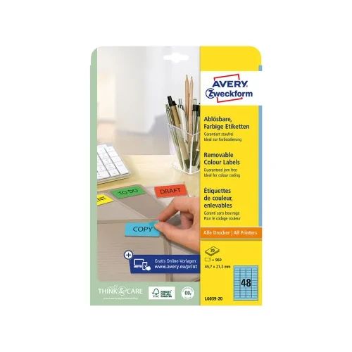 Етикети Avery отл.45.7/21.2 48ет 20л син
