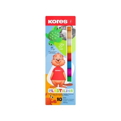 Пластилин Kores Neon 10 цвята 200 гр.