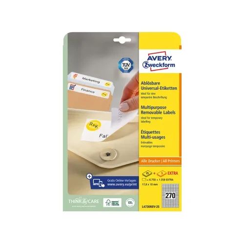 Етикети Avery отлеп. 17.8/10 270ет 30л