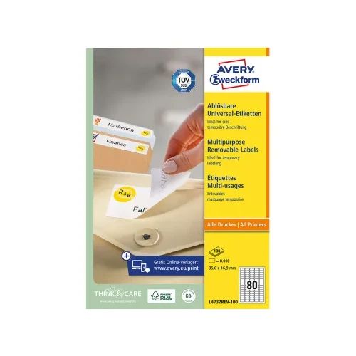 Етикети Avery отлеп. 35.6/16.9 80ет 100л