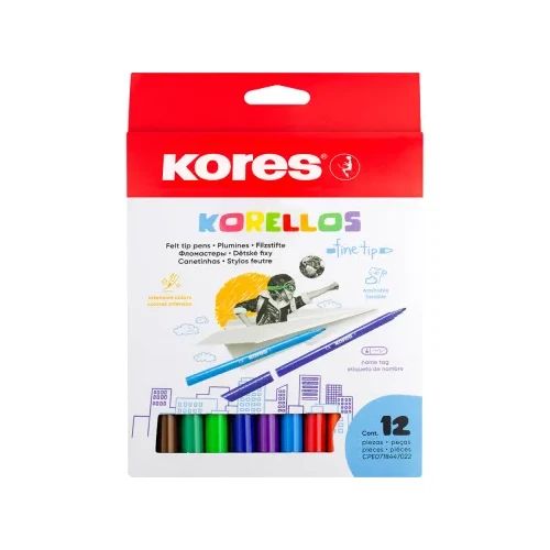 Флумастери Kores Korellos Fine 12 цвята