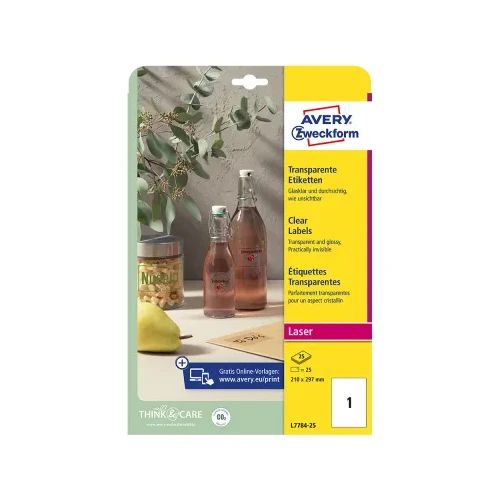 Етикети Avery прозр. 210/297 A4 1ет 25л