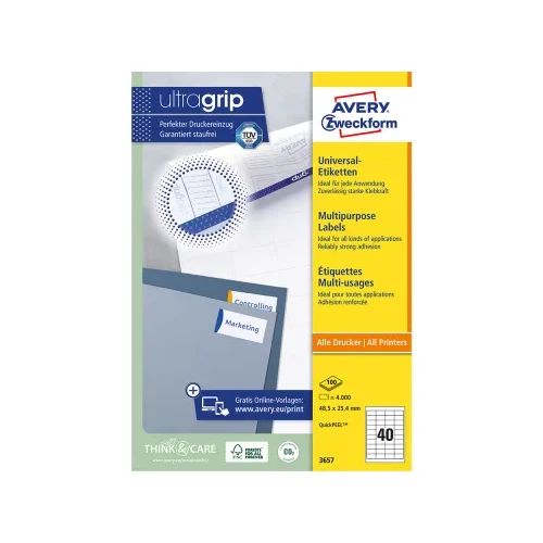 Етикети Avery 48.5/25.4 A4 40ет 100л