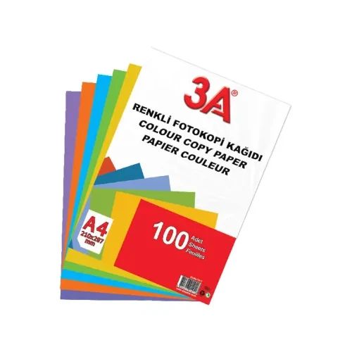 Хартия цветна 3A асорти A4 10x10 100л