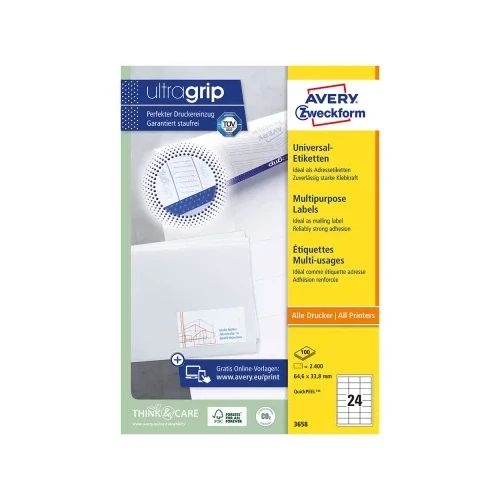Етикети Avery 64.6/33.8 A4 24ет 100л