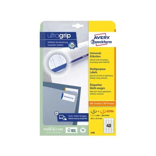 Етикети Avery 48.5/25.4 A4 40ет 30л