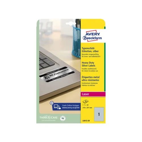 Етикети Avery 210/297 A4 1ет сребр. 20л